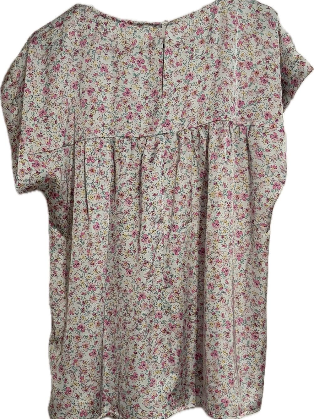 Floral Short-Sleeve Blouse in Cream and Pink - Picture 2 of 5